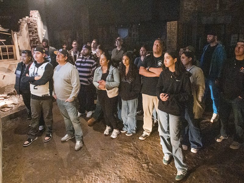 Students on a guided tour of the Holocaust Exhibit