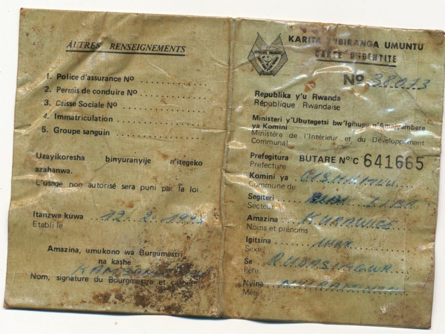 Identity Card. Objects. Genocide Archive of Rwanda, Genocidearchiverwanda.org