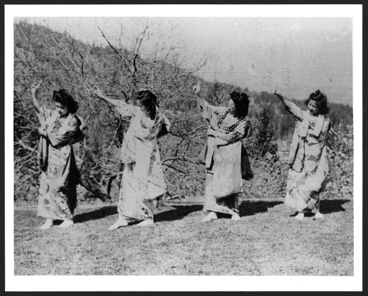 Japanese folk dancing at Kaslo Internment Camp. 1944.