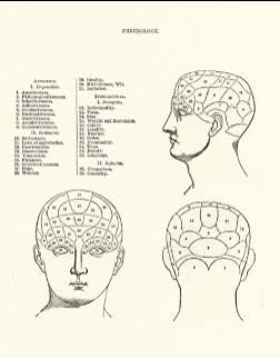 A phrenological chart published in 1859.