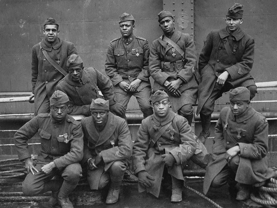 Troops of the Harlem Hellfighters, 369th Infantry Regiment, World War I. Courtesy of The National Archives.